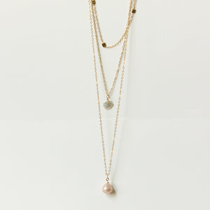 3 in 1 pearl layering necklace.  Made with fresh water pearls and gold fill chain.  Handmade. Chains by Lauren