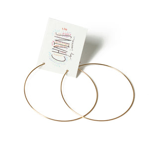 Super lightweight gold hoops with backings.  Made from gold fill.  Great for sensitive skin.  Handmade.  Chains by Lauren