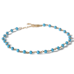 Adjustable turquoise anklet.  One size fits all.  Chains by Lauren