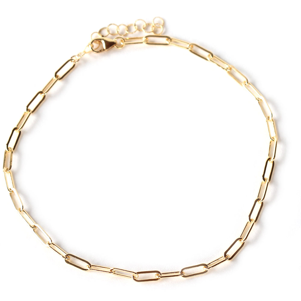 Gold filled paperclip chain anklet.  Adjustable so one size fits all.