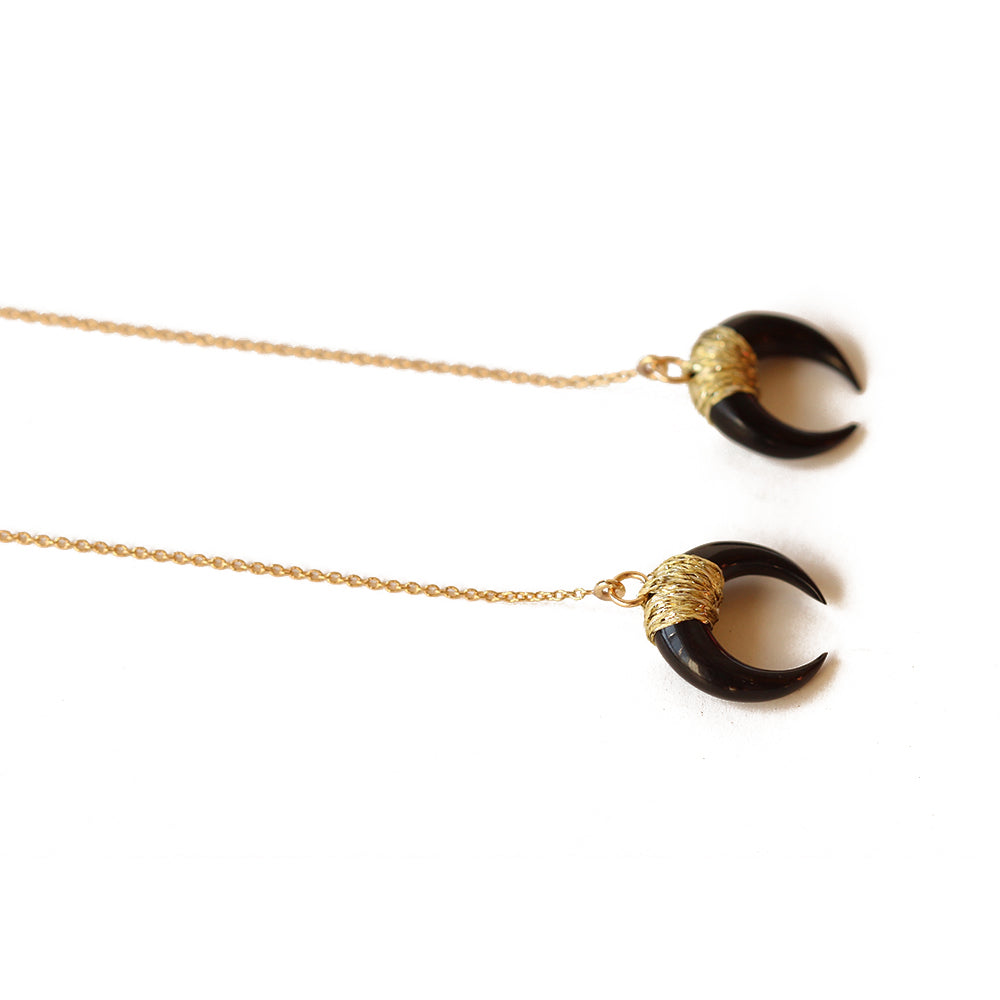 Black horn threaders.  Made from gold fill.  Chains by Lauren