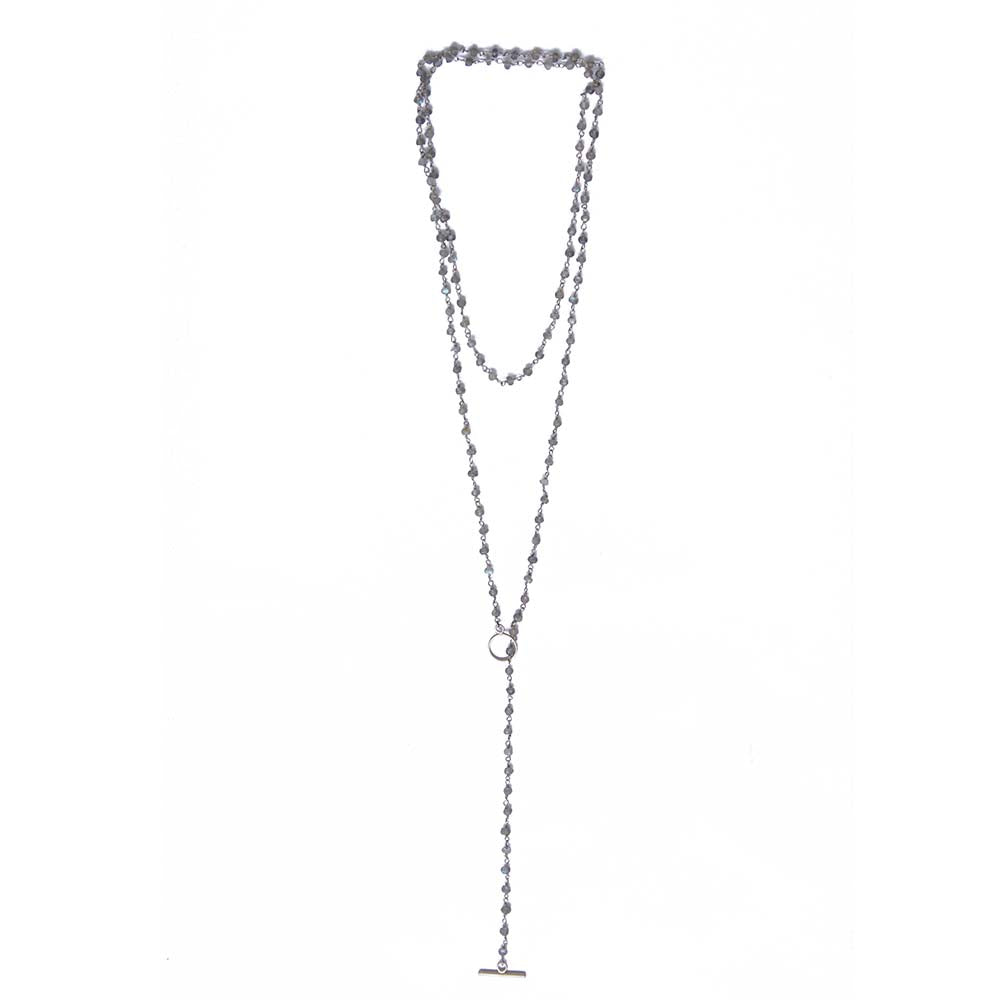 Labradorite lariat. A choker and lariat all in one necklace. Found on www.chainsbylauren.us. Handmade. Chains by Lauren