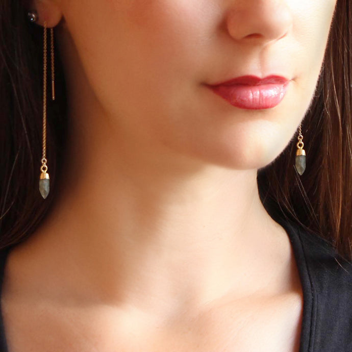 Labradorite Spike Threader Earrings | Cala Saladeta