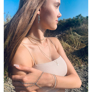 The turquoise choker is the perfect layering necklace.  Chains by Lauren