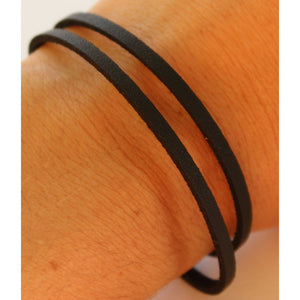 Men's black leather wrap bracelet with magnetic safety lock.  Available in a range of colors.  Chains by Lauren