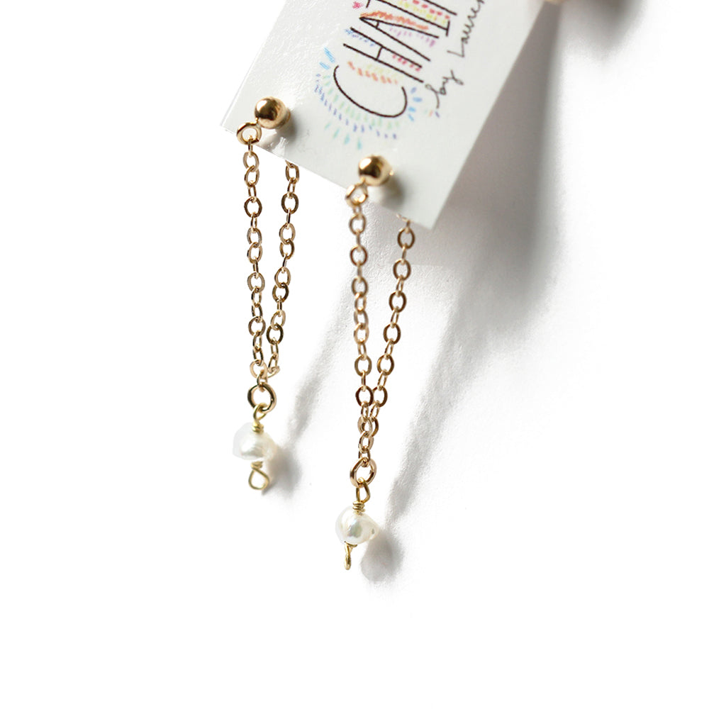 Fresh Water Pearl Gold Loop Earrings | Anse des Flamands