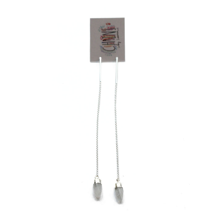 Silver Moonstone Threader Earrings | San San Beach