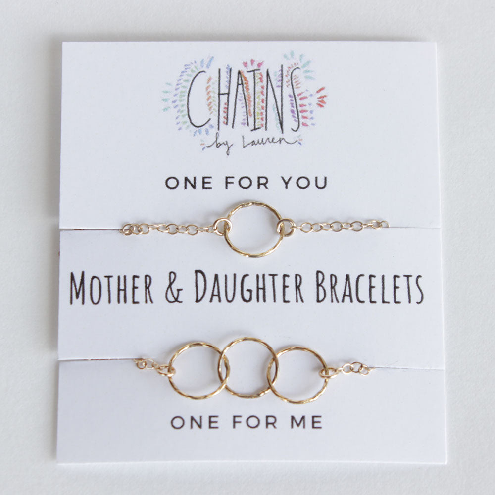 Momma and Me Gold Ring Bracelet Set