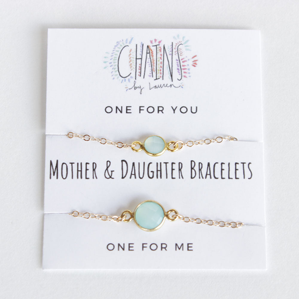 Mother and Daughter Chalcedony Bracelet Set