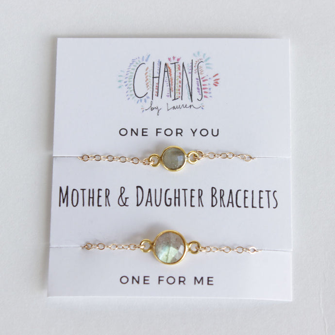 Mother and Daughter Labradorite Bracelet Set