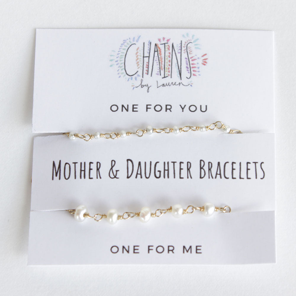 Mother and Daughter Pearl Bracelet Set