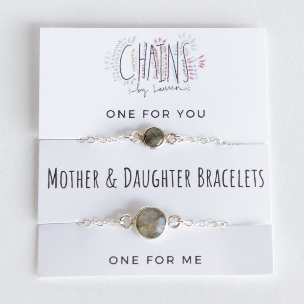 Mother and Daughter Silver Bracelet Set