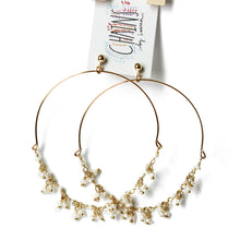 Single strand dangle pearl hoops.  Delicate and dainty hoops.  Gold fill and great for sensitive skin.  Handmade.  Chains by Lauren