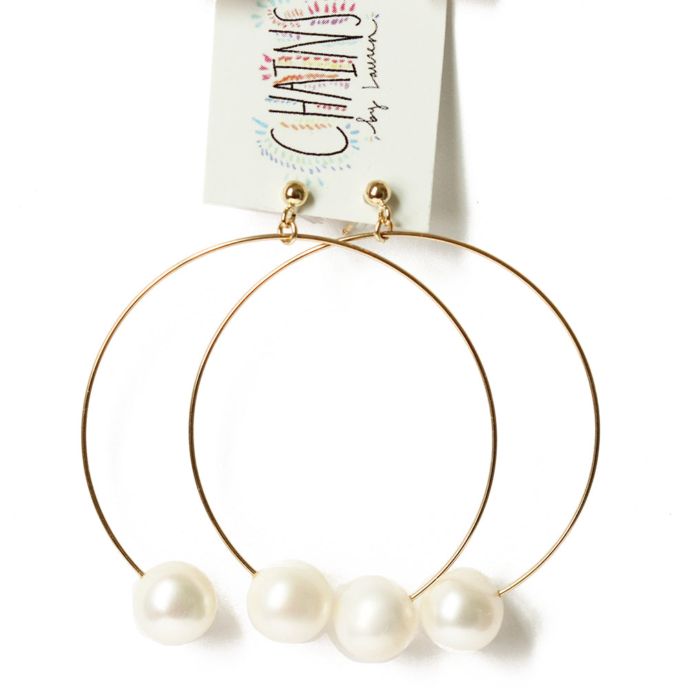 White Fresh Water Pearl Hoop Earrings | Anse des Flamands