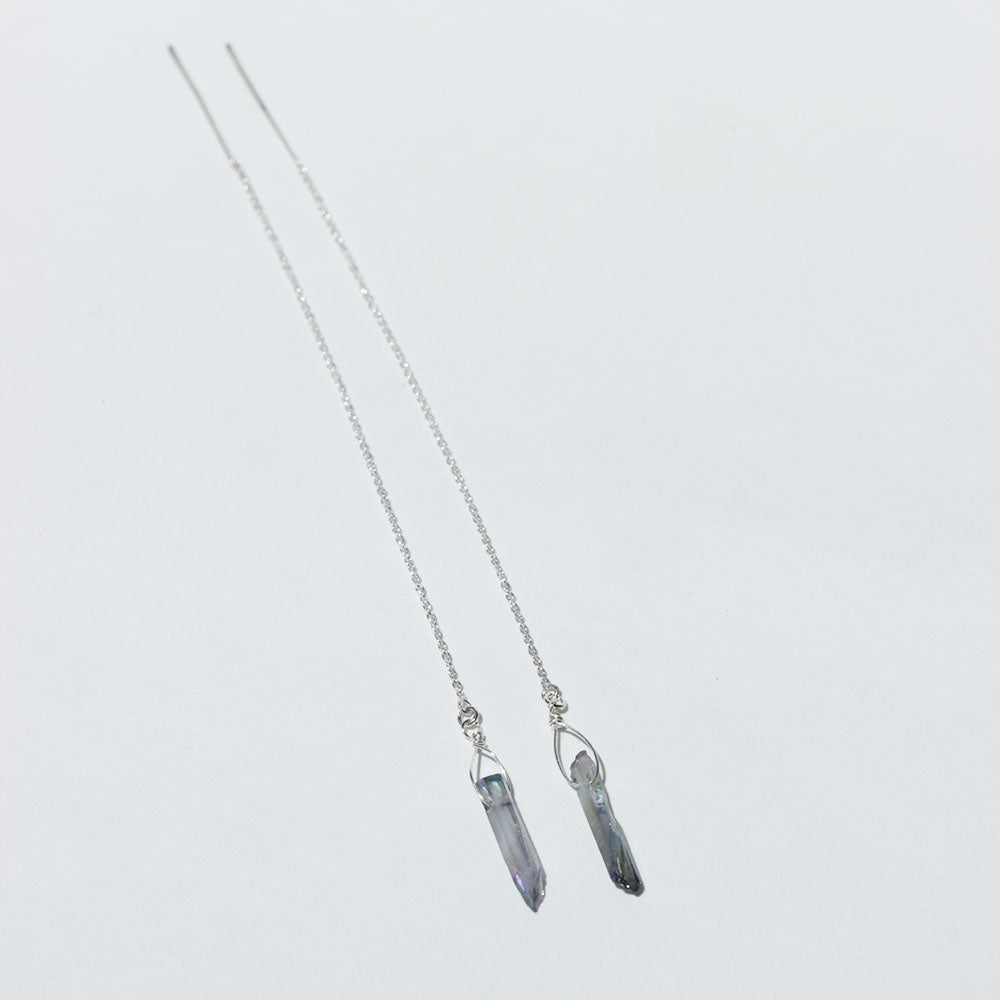 sterling silver crystal quartz threaders