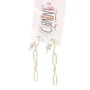 Paper clip chain earrings made of sterling silver. Chains by Lauren