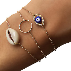 This dainty evil eye stacking bracelet is perfect for stacking.  Stacked with a few others found on chainsbylauren.us.  Chains by Lauren