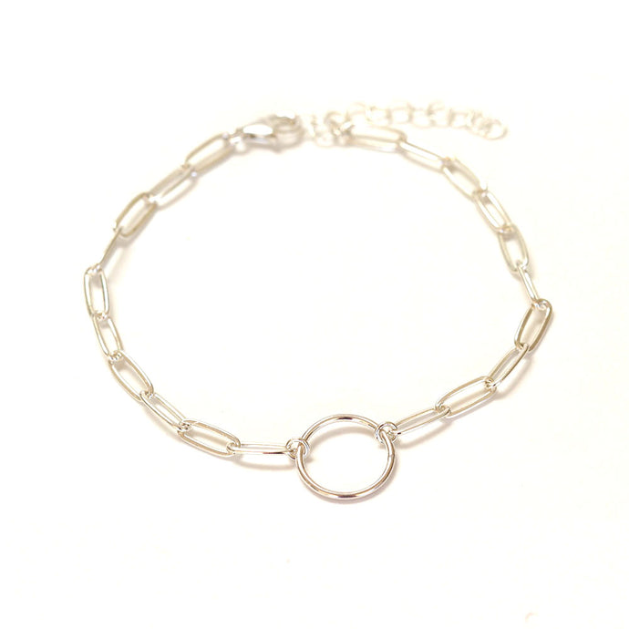 The perfect dainty silver paper clip chain charm bracelet.  Chains by Lauren