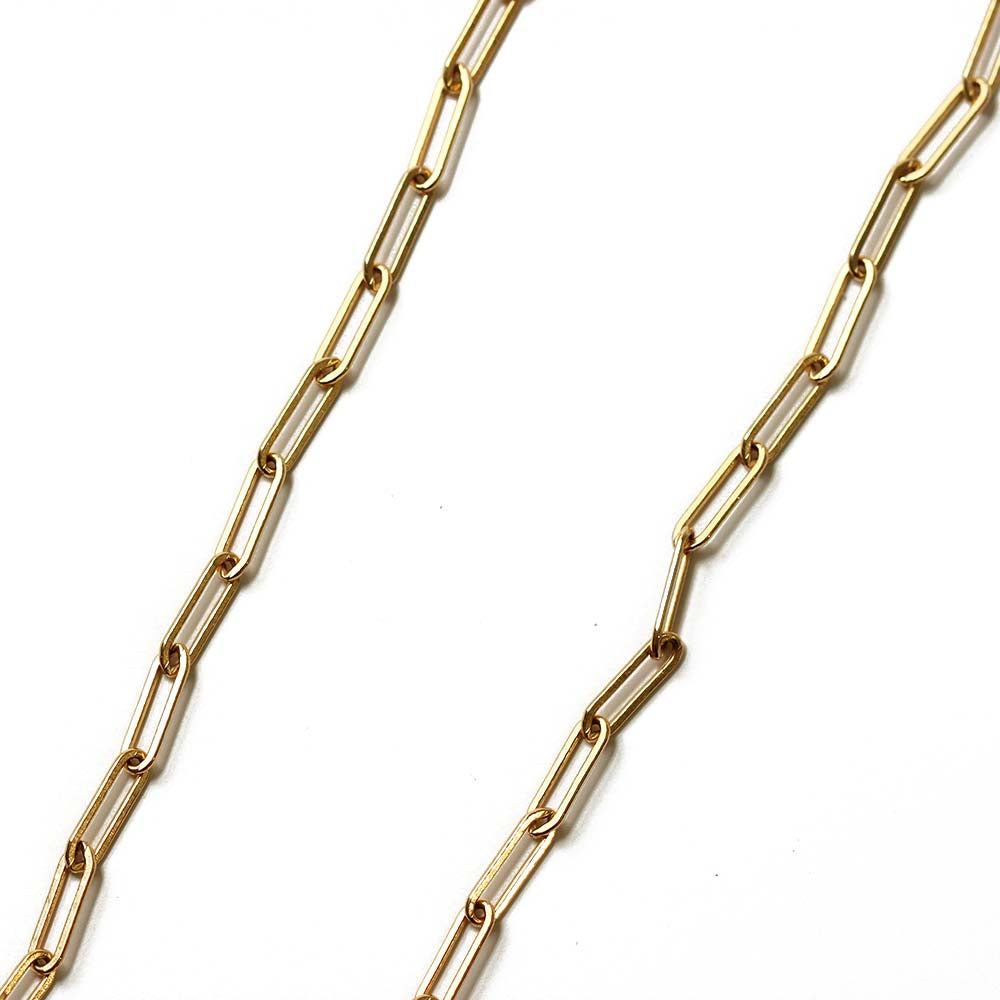 Paper clip chain gold necklace. Adjust the length with the back extension or secure the lobster close through the paper clip chain links. Handmade. Chains by Lauren