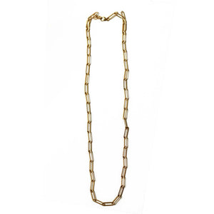 22 inch paper clip chain gold necklace. Adjust the length with the back extension or secure the lobster close through the paper clip chain links. Handmade. Chains by Lauren