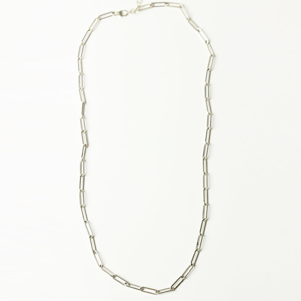 Silver paper clip chain necklace.  Handmade.  Chains by Lauren