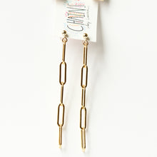 Gold fill paper clip chain earrings by Chains by Lauren. Made from gold fill and perfect for sensitive skin.  Found on chainsbylauren.us.  Handmade. Chains by Lauren