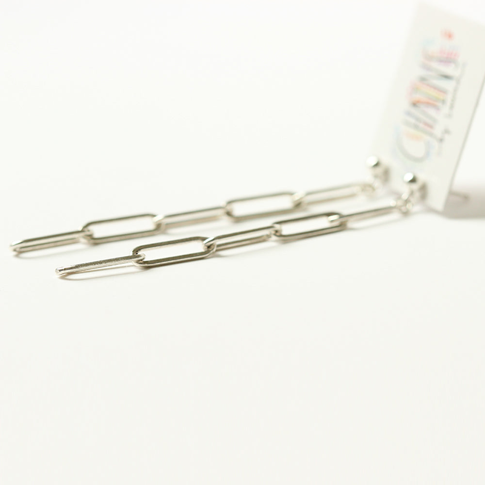 Silver paper clip chain earrings by Chains by Lauren. Made from sterling silver. Handmade. Chains by Lauren