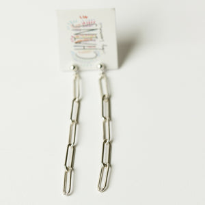 Silver paper clip chain earrings by Chains by Lauren. Made from sterling silver. Handmade. Chains by Lauren