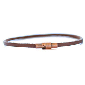 Men's thin brown leather bracelet.  Chains by Lauren