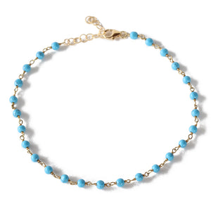 Adjustable turquoise anklet.  One size fits all.  Chains by Lauren