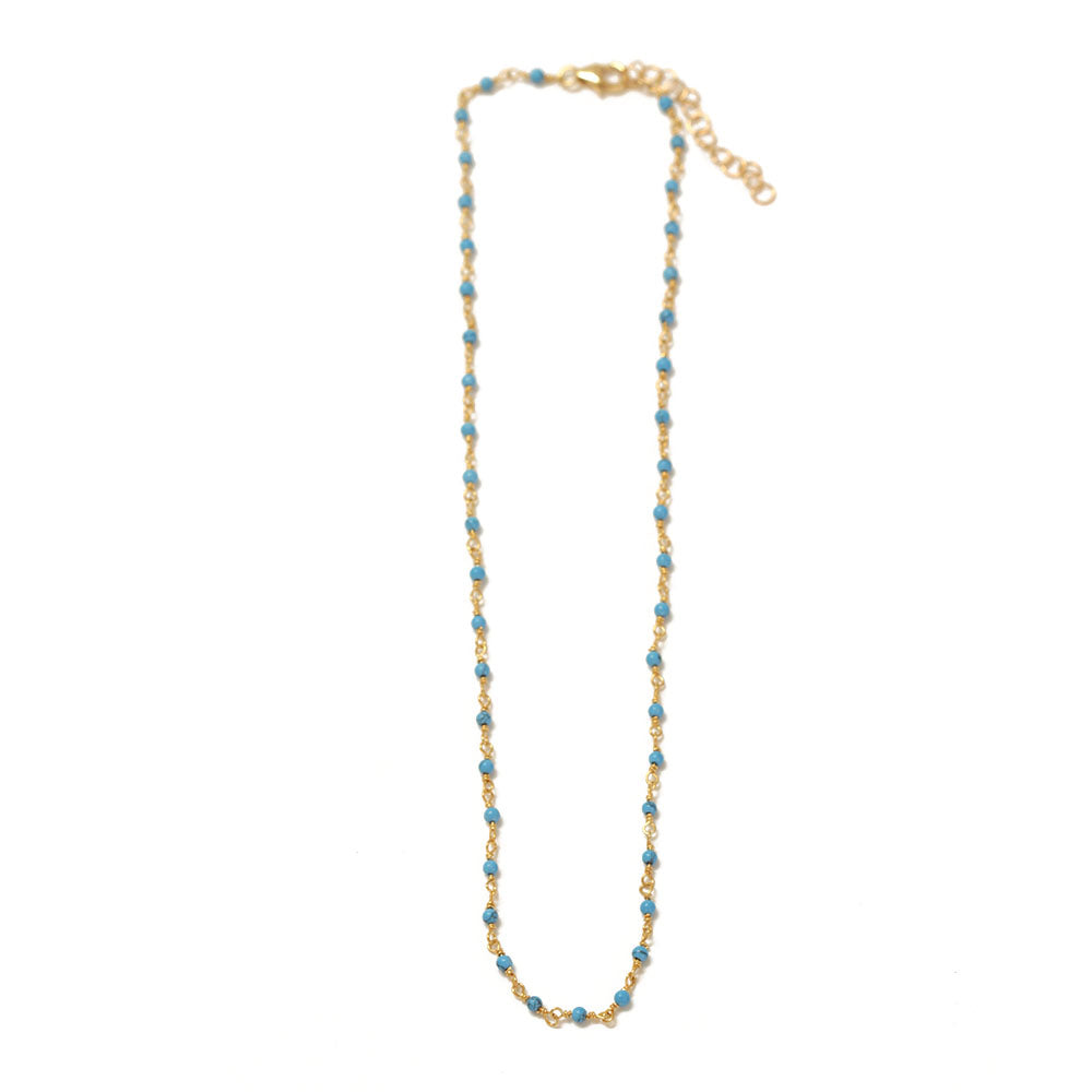 The turquoise choker.  Adjustable so one size fits all.  Also available with fresh water pearls.  Chains by Lauren