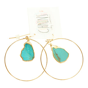 Light weight mini turquoise hoops made with 14K gold filled wire.