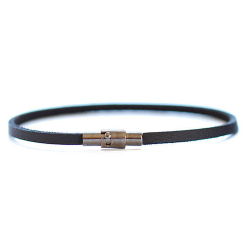 Thin Black Leather Bracelet | Rincon 7.5 Standard Men