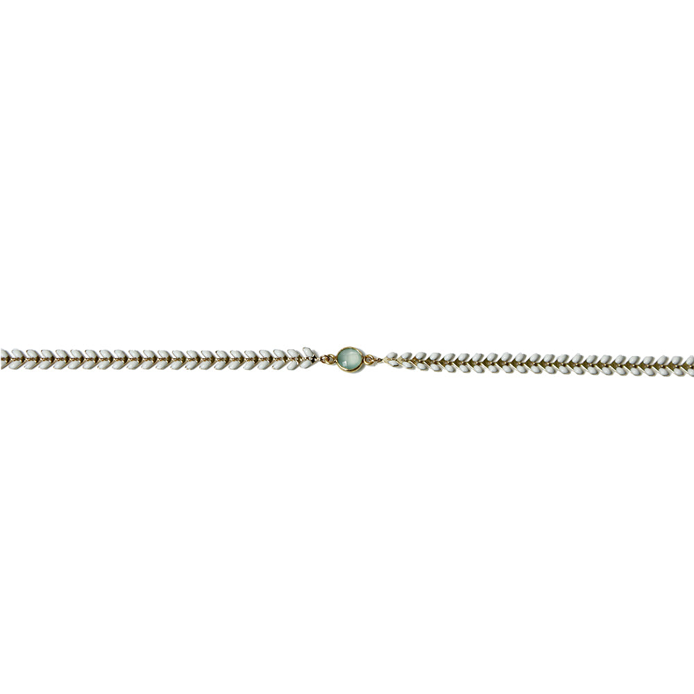 White Wheat Choker with Stone | Pine Cay Beach