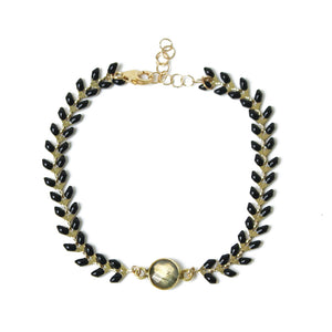 Black Wheat and Labradorite Bracelet. Chains by Lauren
