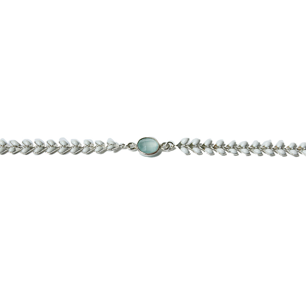 Silver and White Wheat Choker with Stone | Turqs and Caicos