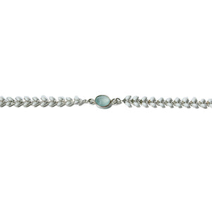 Silver and White Wheat Choker with Stone | Turqs and Caicos