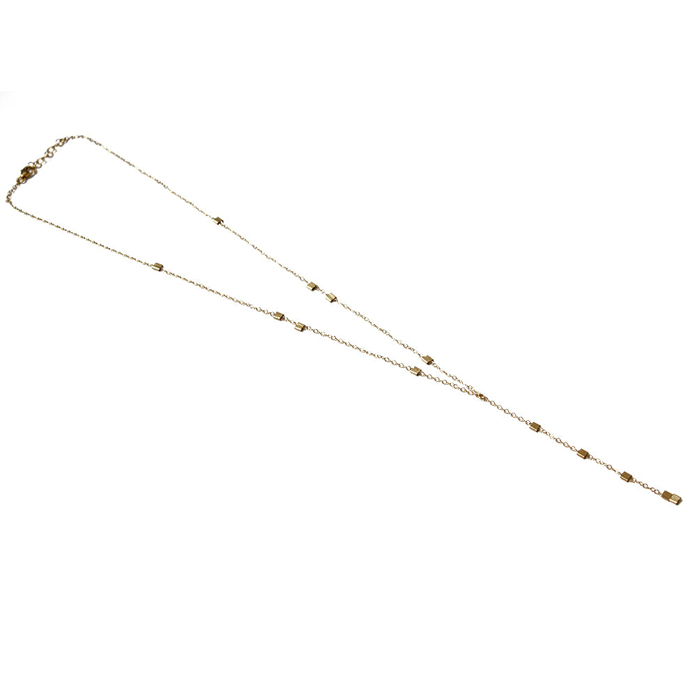 Gold y necklace adjustable at the back neck.  Handmade.  Chains by Lauren